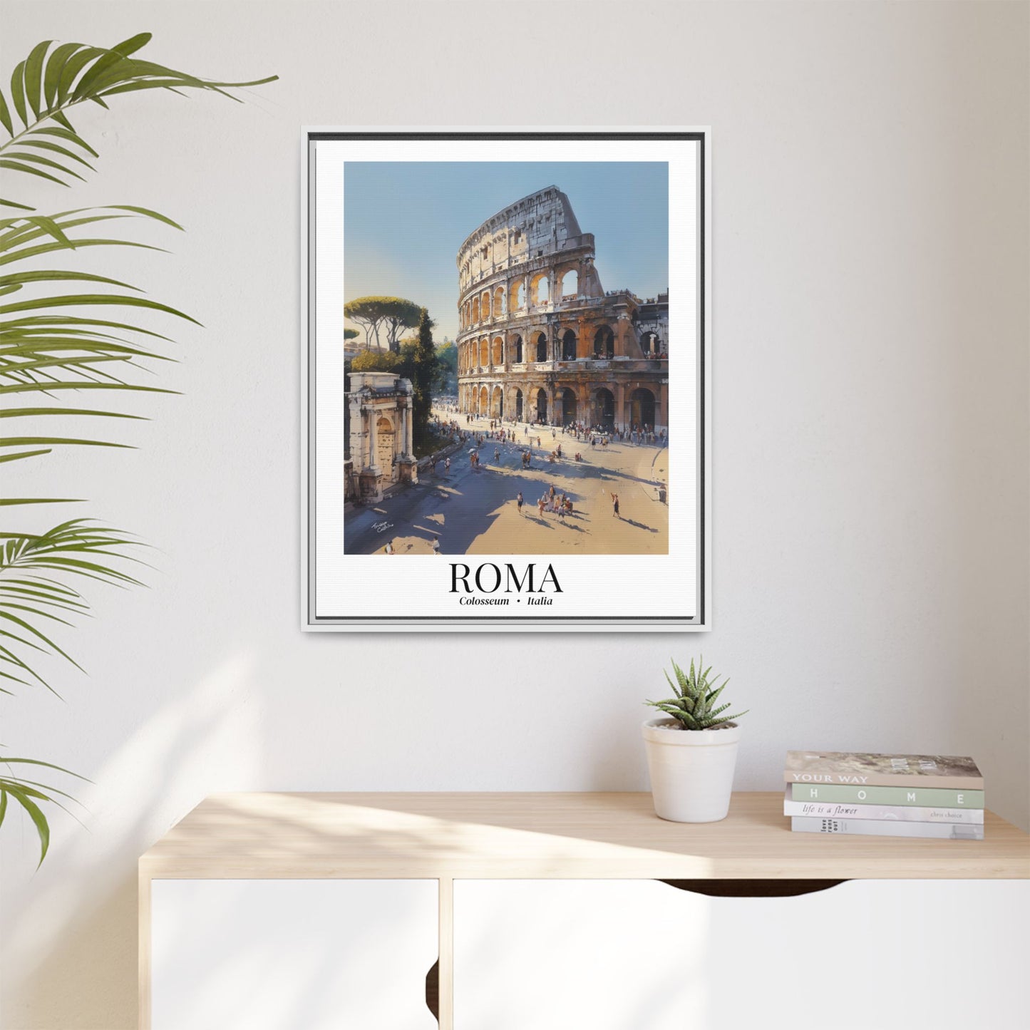 Rome Framed Canvas Wall Art – Fine Art, Colosseum Print, Cruise Port Memory, Italy Travel Decor, Roman Empire Gift for History Lovers