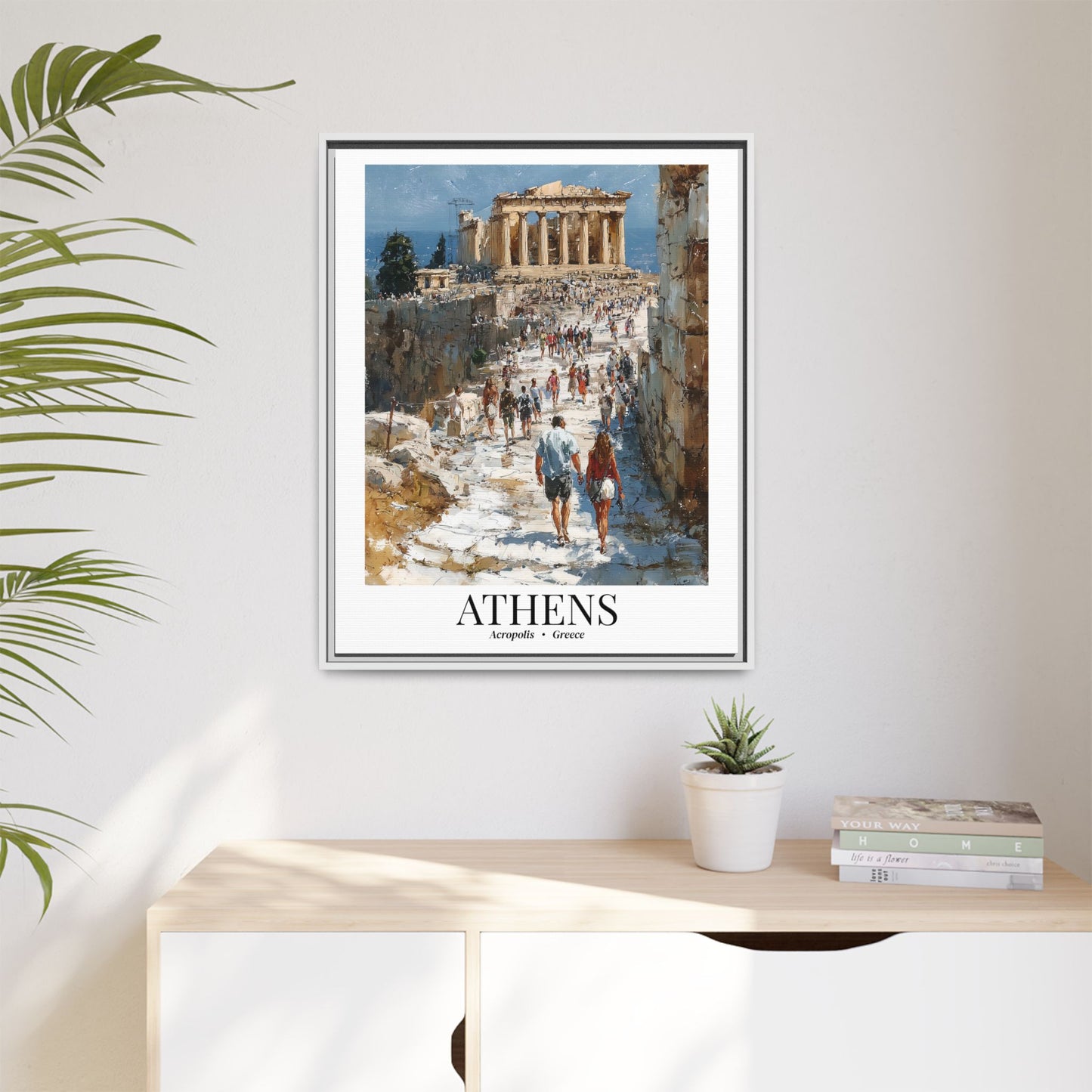Athens Framed Canvas Wall Art – Fine Art, Acropolis Print, Travel Memory, Greece Wall Decor, Nature-Inspired Gift