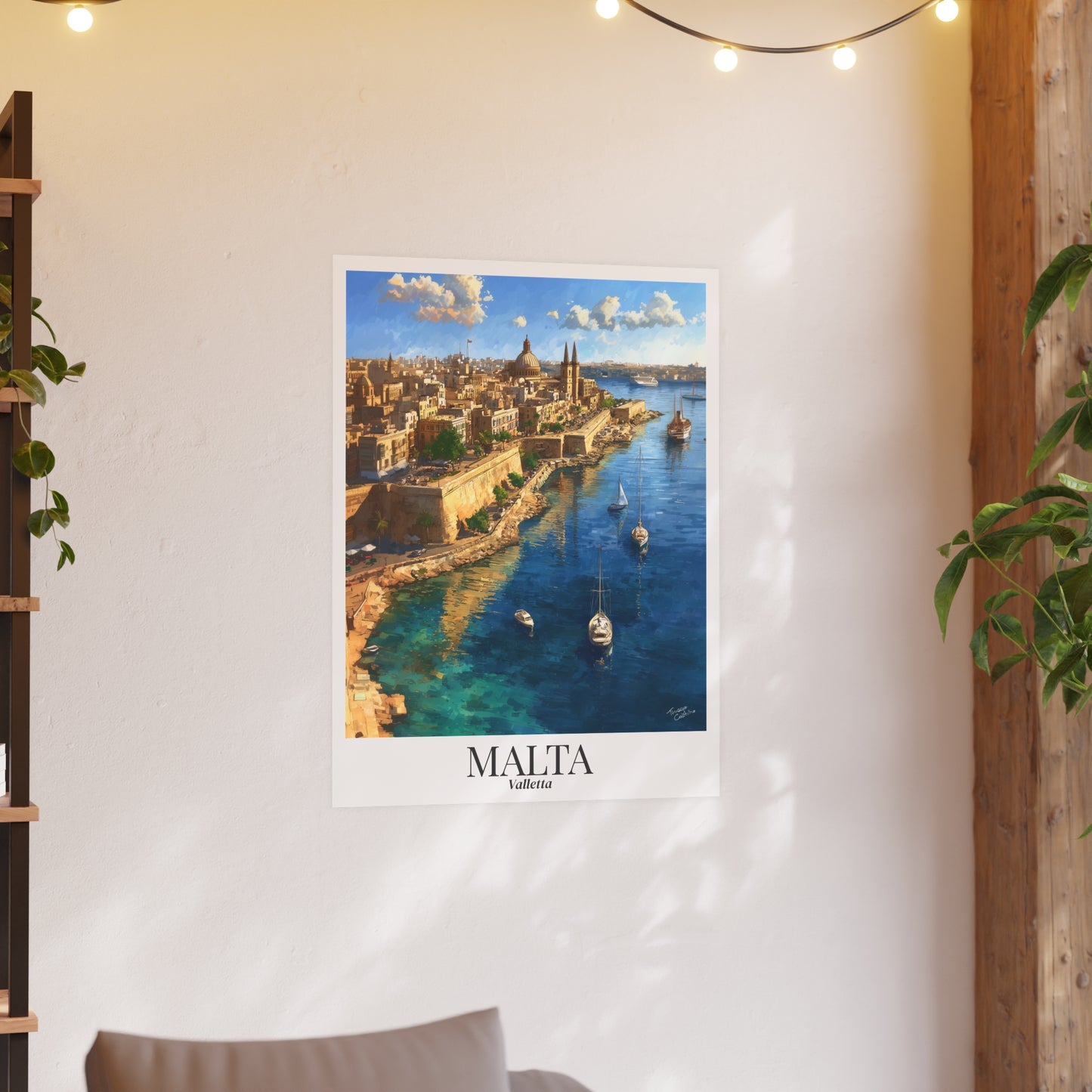 Malta Valletta – Fine Art Framed Canvas Print, Mediterranean Cruise Ship Port Wall Art, Historic Harbor Decor