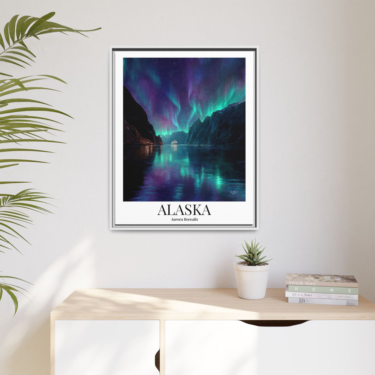 Alaska Aurora Borealis Fine Art Canvas, Northern Lights Wall Art, Glacier Bay Cruise Decor