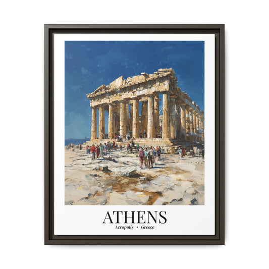 Athens Framed Canvas Wall Art – Fine Art, Parthenon Hill Acropolis Print, Travel Memory, Greece Wall Decor, Nature-Inspired Gift