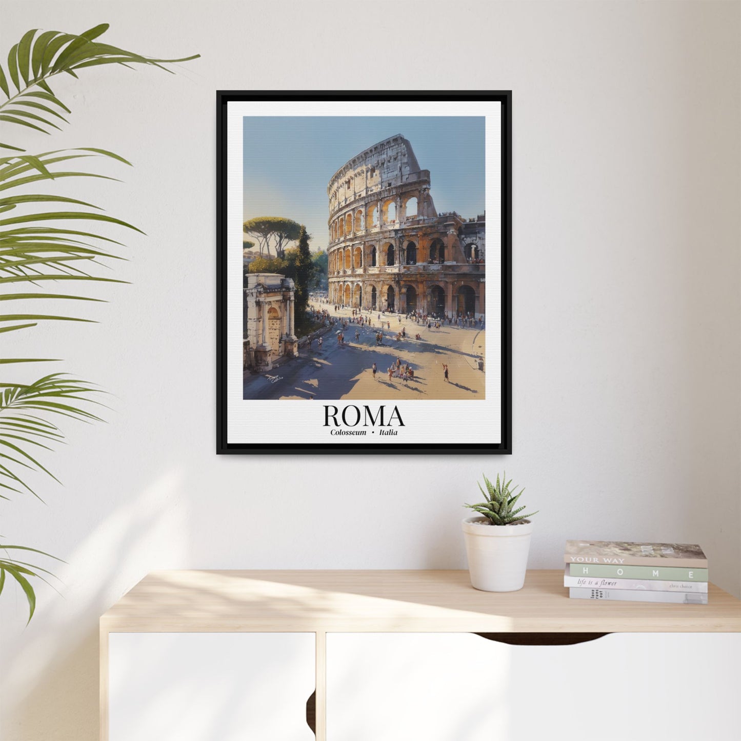 Rome Colosseum Matte Framed Canvas Fine Art Print — Travel Poster Wall Art