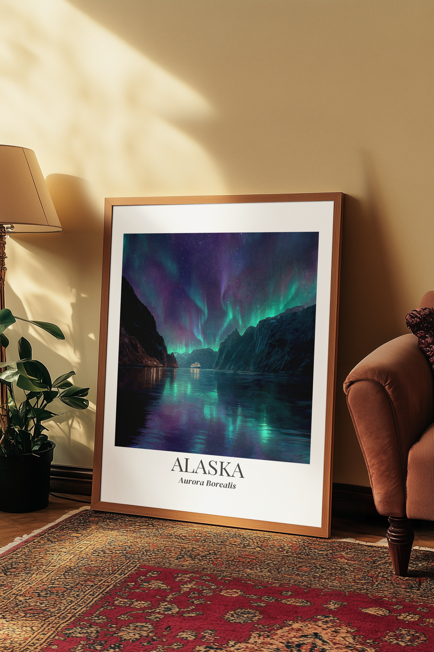 Alaska Aurora Borealis Fine Art Poster, Northern Lights Print, Glacier Bay Cruise Wall Art