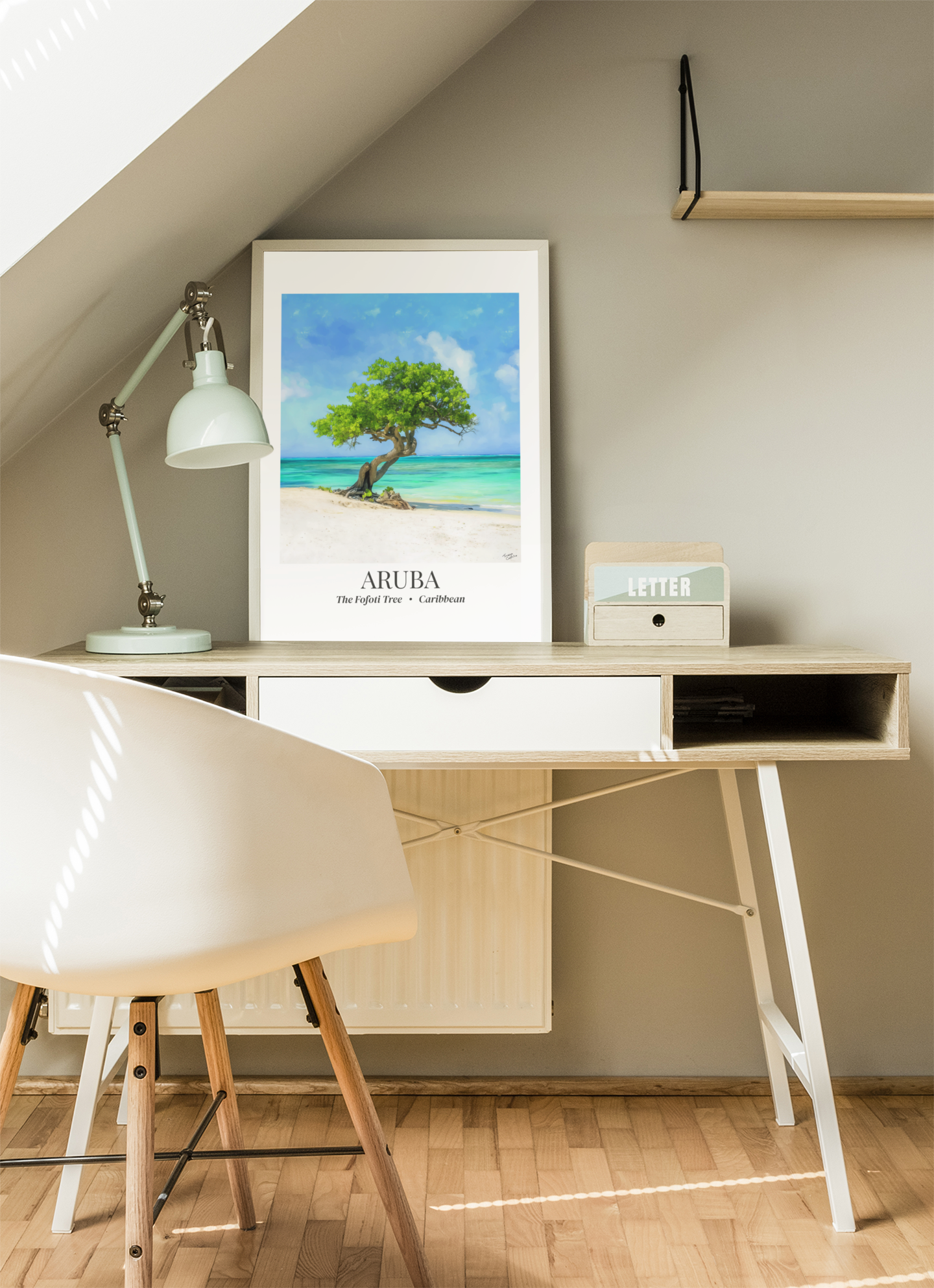 Aruba Wall Art – Fofoti Tree Canvas Print, Eagle Beach Decor, Caribbean Coastal Artwork, Tropical Beach Gift