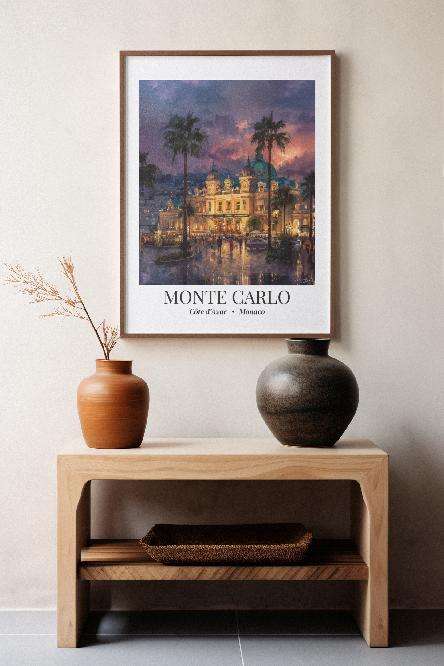 Monte Carlo Framed Art Print — Coastal Monaco Vintage Travel Poster