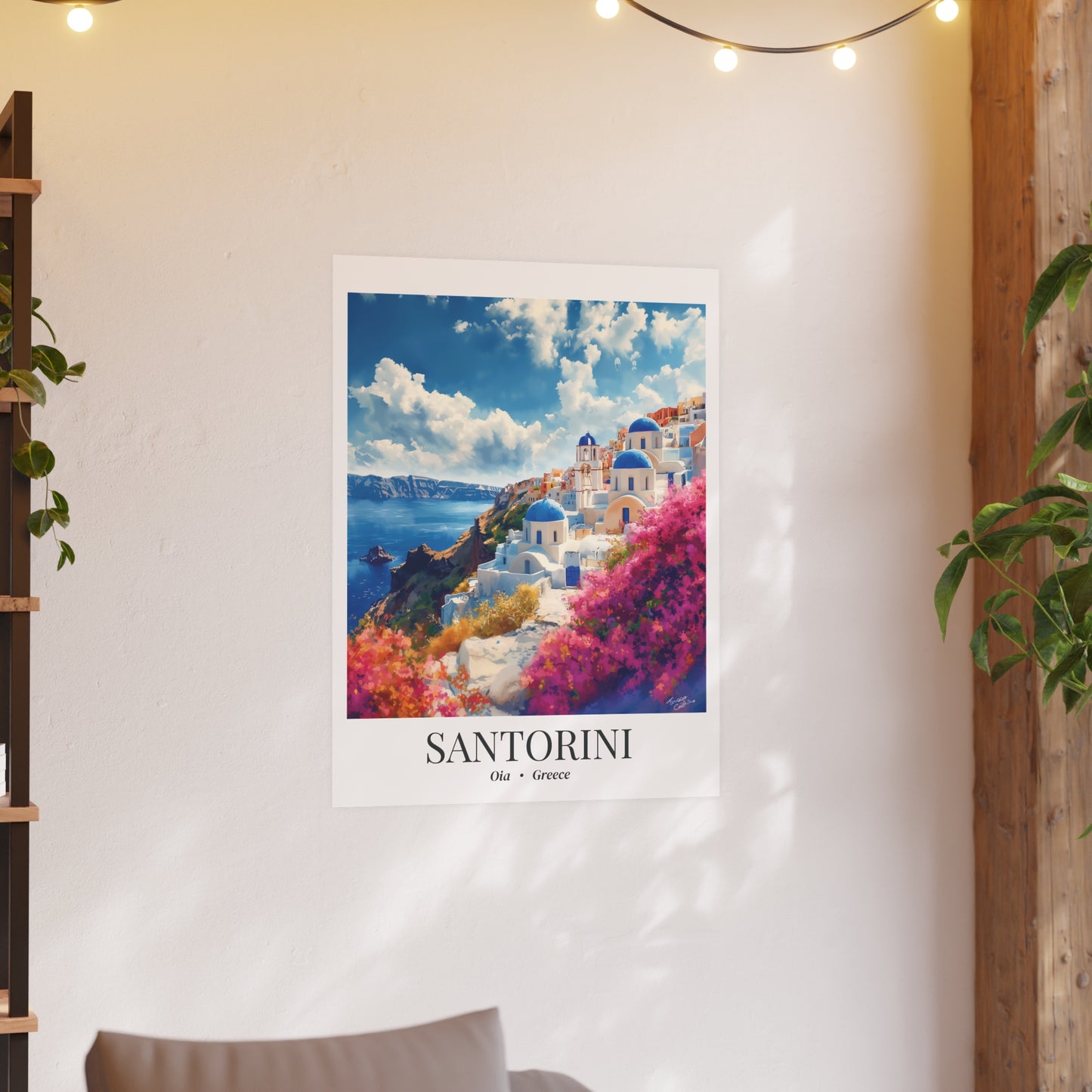 Santorini, Oia Greece - Impressionist Fine Art Poster - Mediterranean Travel Wall Decor