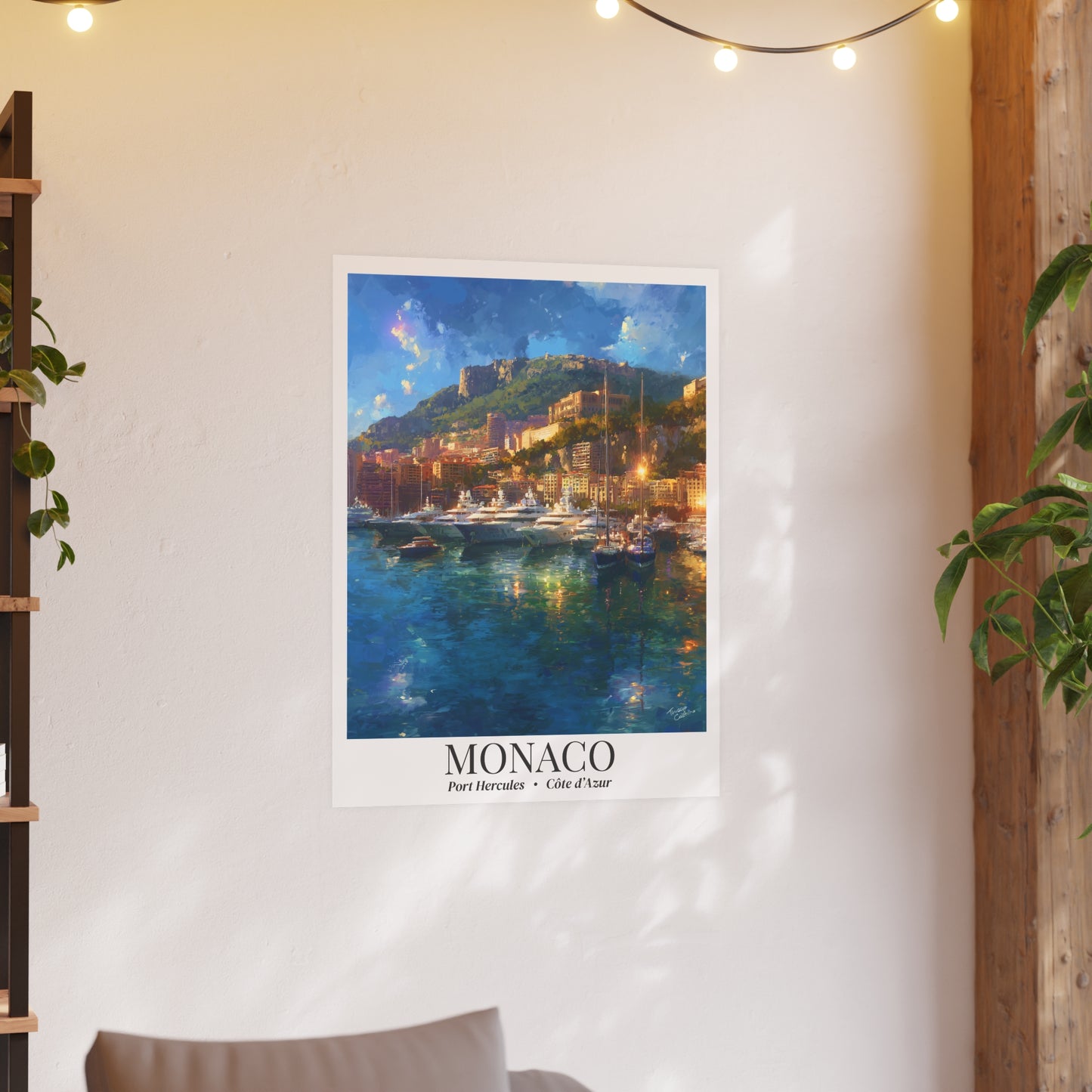 Monaco Port Hercule – Fine Art Poster Print, Riviera Cruise Ship Wall Art, Glamour & Yachts Decor
