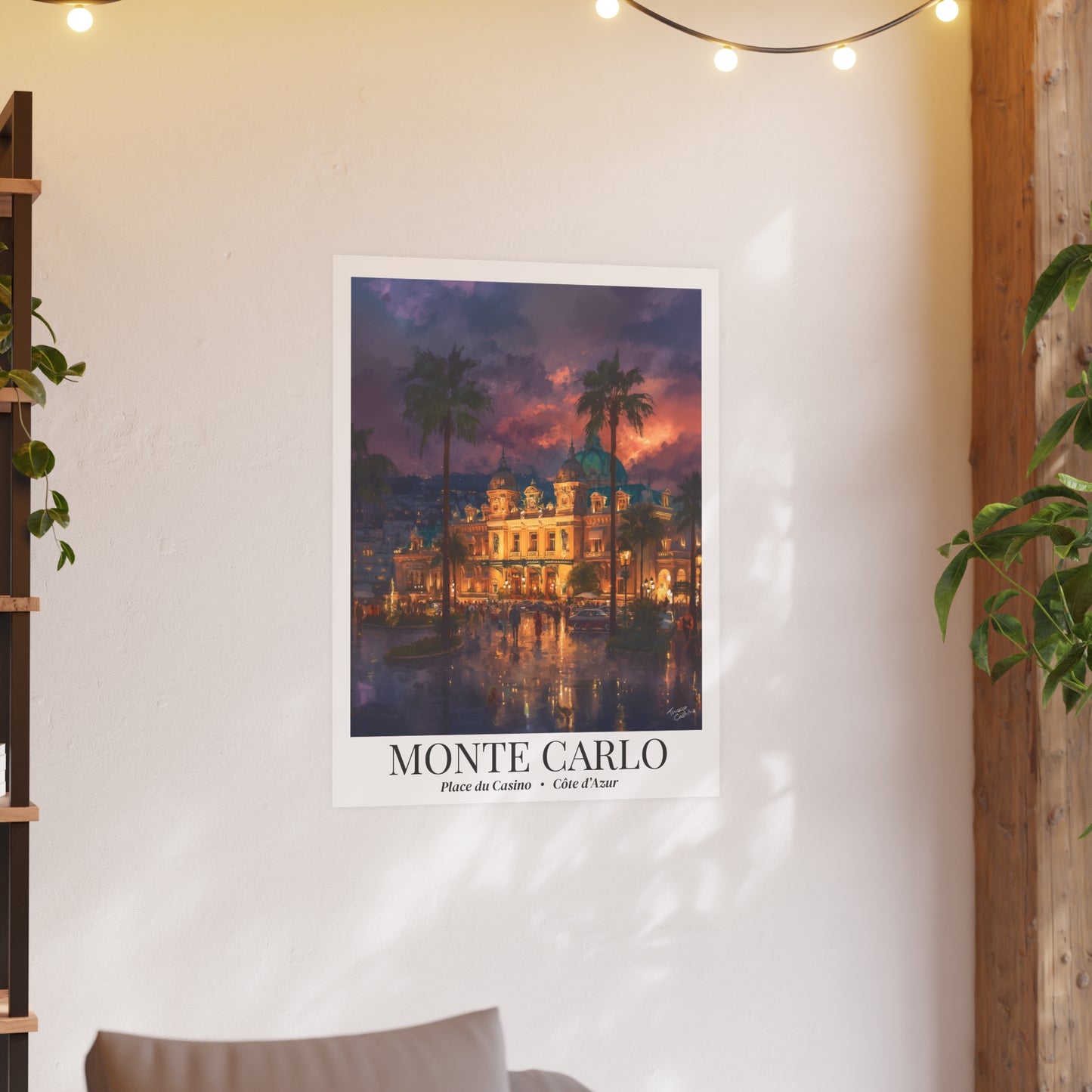 Monte Carlo Casino – Fine Art Poster Print, Monaco Cruise Ship Port Wall Art, Côte d’Azur Landmark Decor