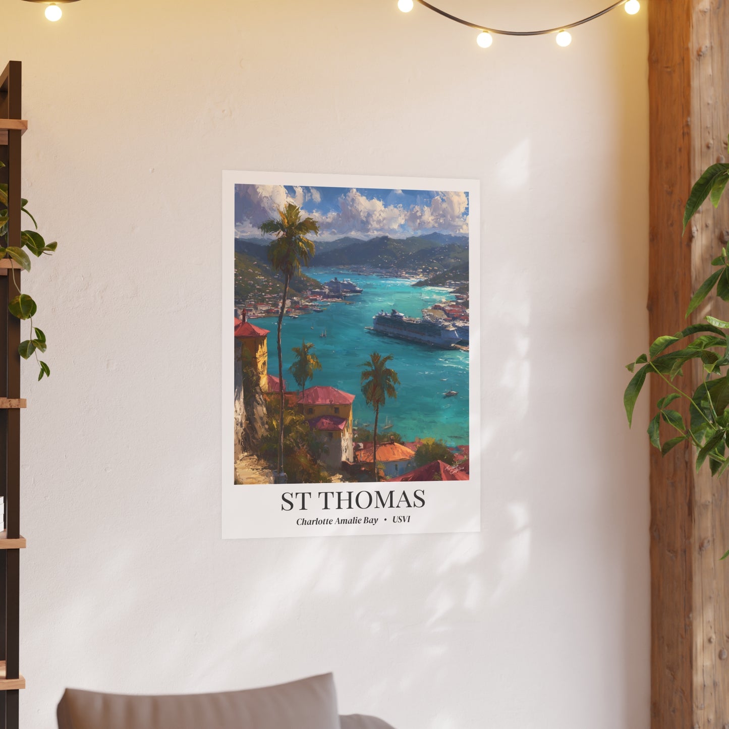 St. Thomas Travel Poster – Fine Art Print, Charlotte Amalie Bay Artwork, Shared Memory Wall Decor, Caribbean Souvenir