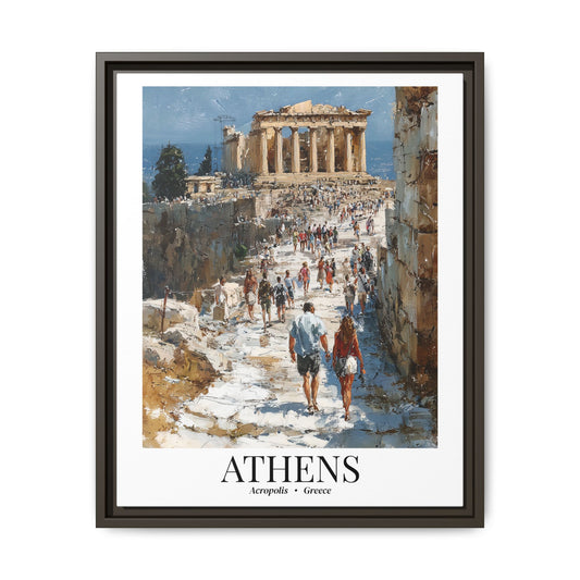 Athens Framed Canvas Wall Art – Fine Art, Acropolis Print, Travel Memory, Greece Wall Decor, Nature-Inspired Gift