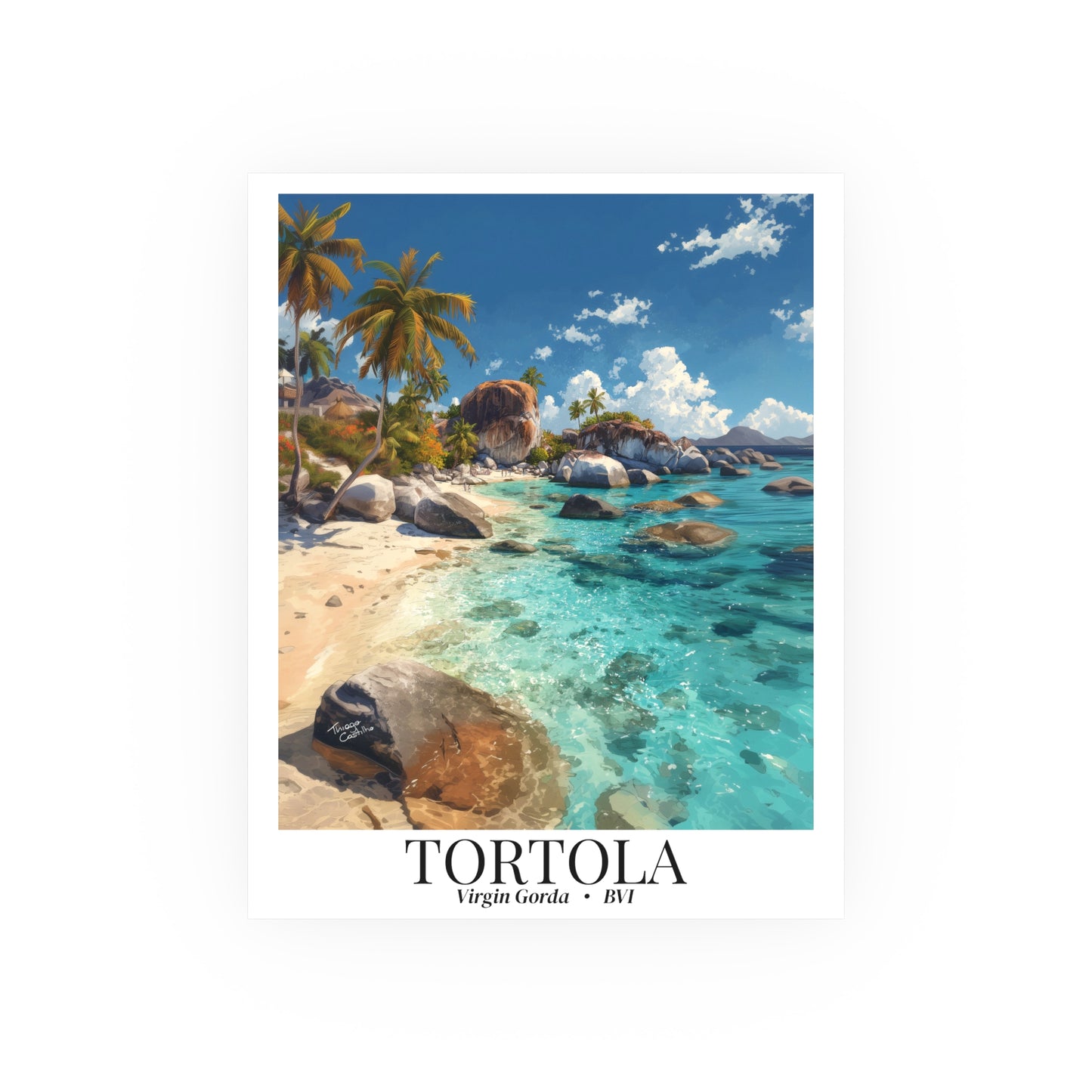 Tortola & Virgin Gorda The Baths – Fine Art Poster Print, British Virgin Islands Cruise Ship Wall Art, Exotic Rock Formations & Tropical Adventure