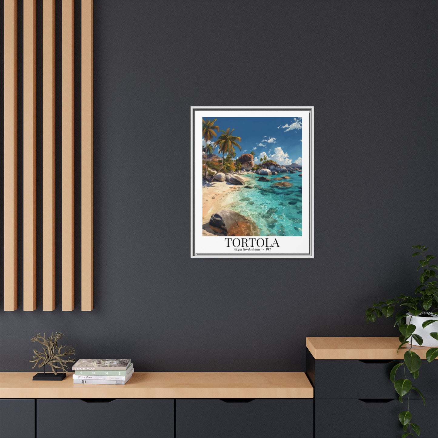 Tortola & Virgin Gorda The Baths – Fine Art Framed Canvas Print, British Virgin Islands Cruise Ship Wall Art, Exotic Rock Formations & Tropical Adventure