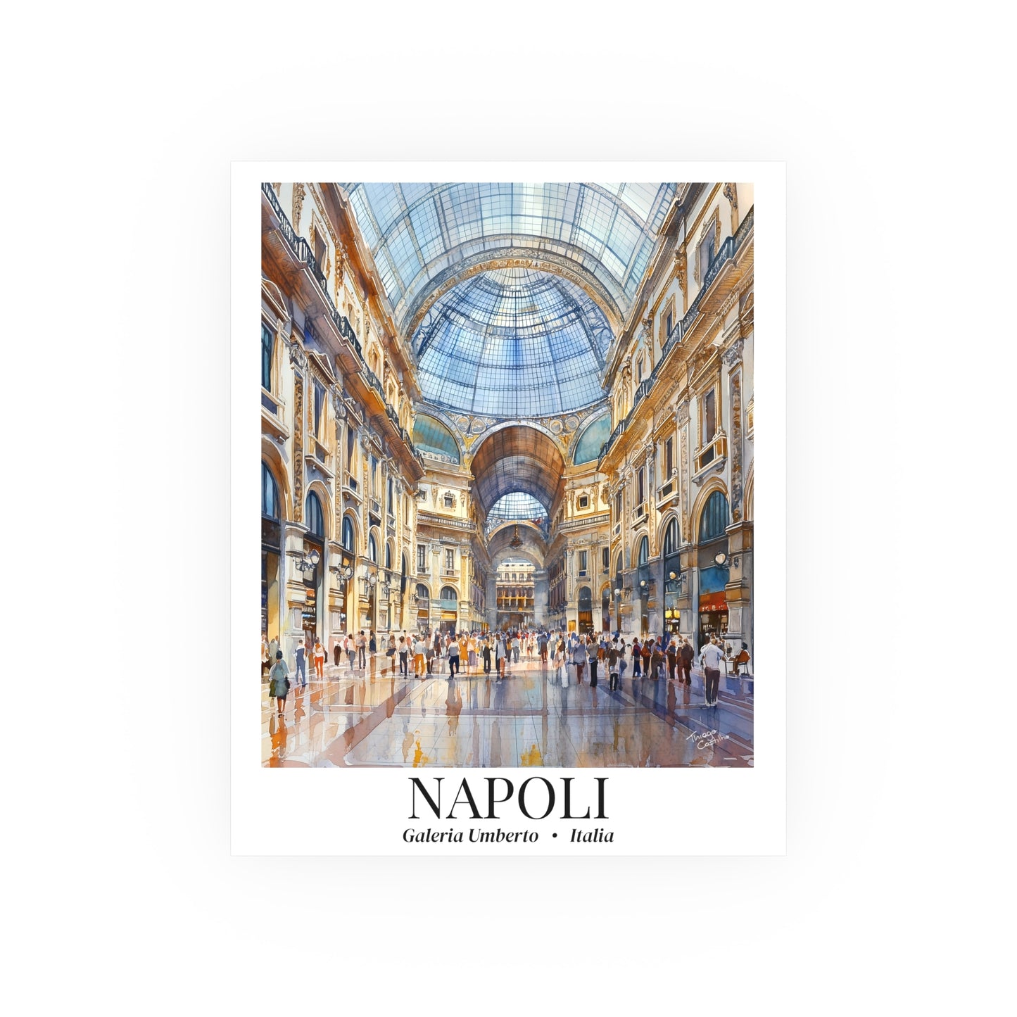 Naples Galleria Umberto – Fine Art Poster Print, Italian Cruise Ship Port Wall Art, Fashion & Street Life Decor
