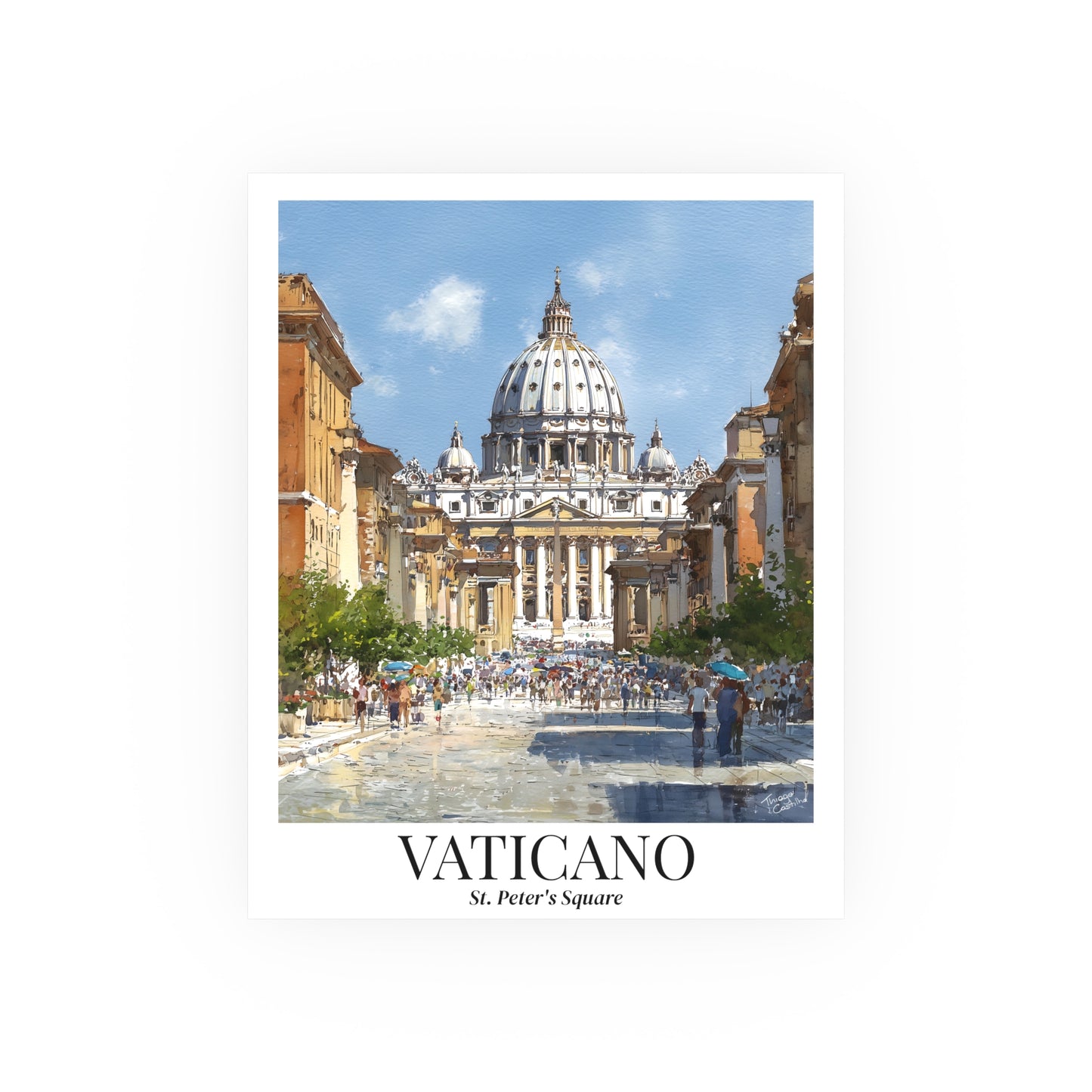Vaticano St. Peter’s Square – Fine Art Poster Print, Rome Cruise Ship Port Wall Art, Basilica Landmark Decor