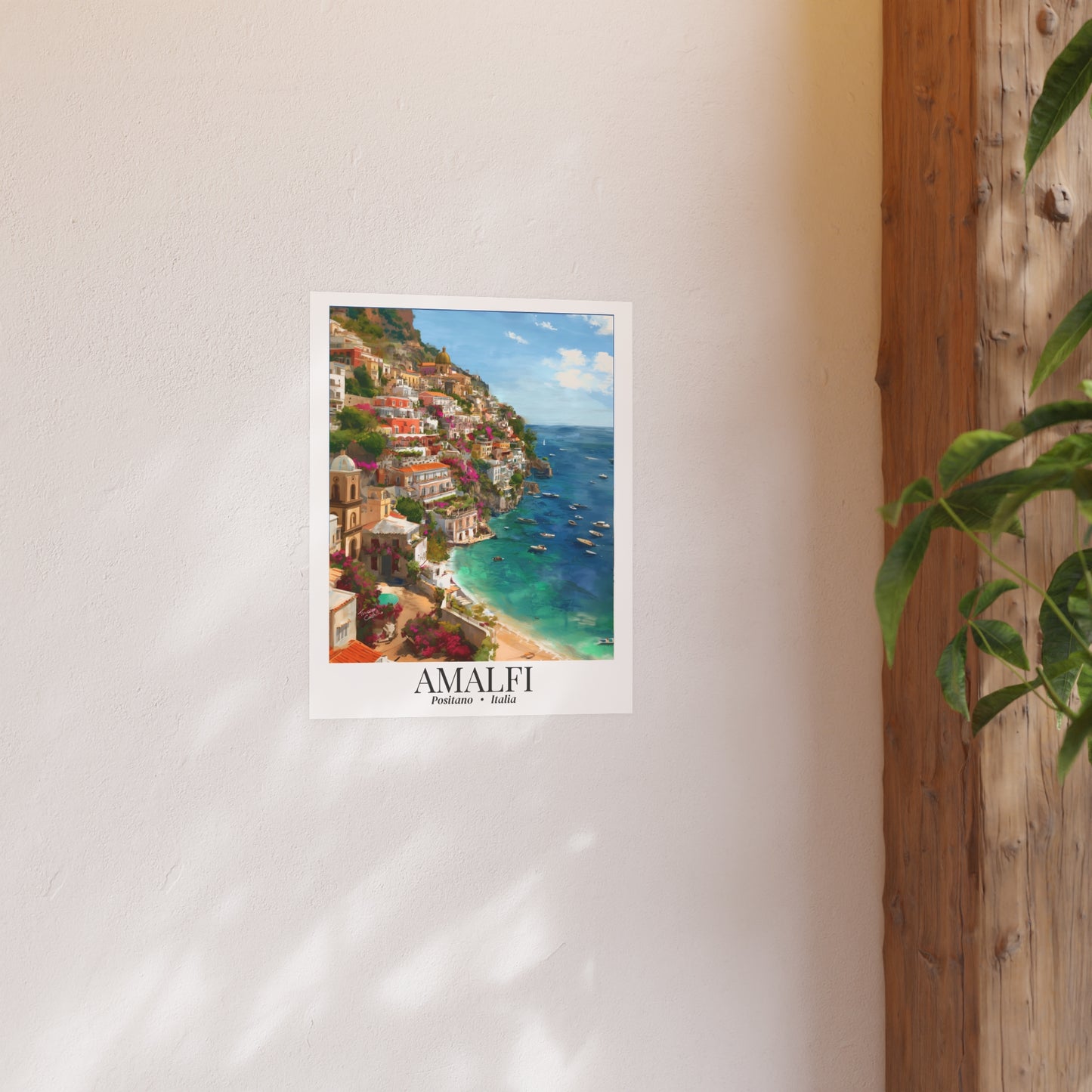 Amalfi Coast Italy – Fine Art Poster Print, Mediterranean Cruise Ship Port Wall Art, Bougainvillea & Lemons Decor