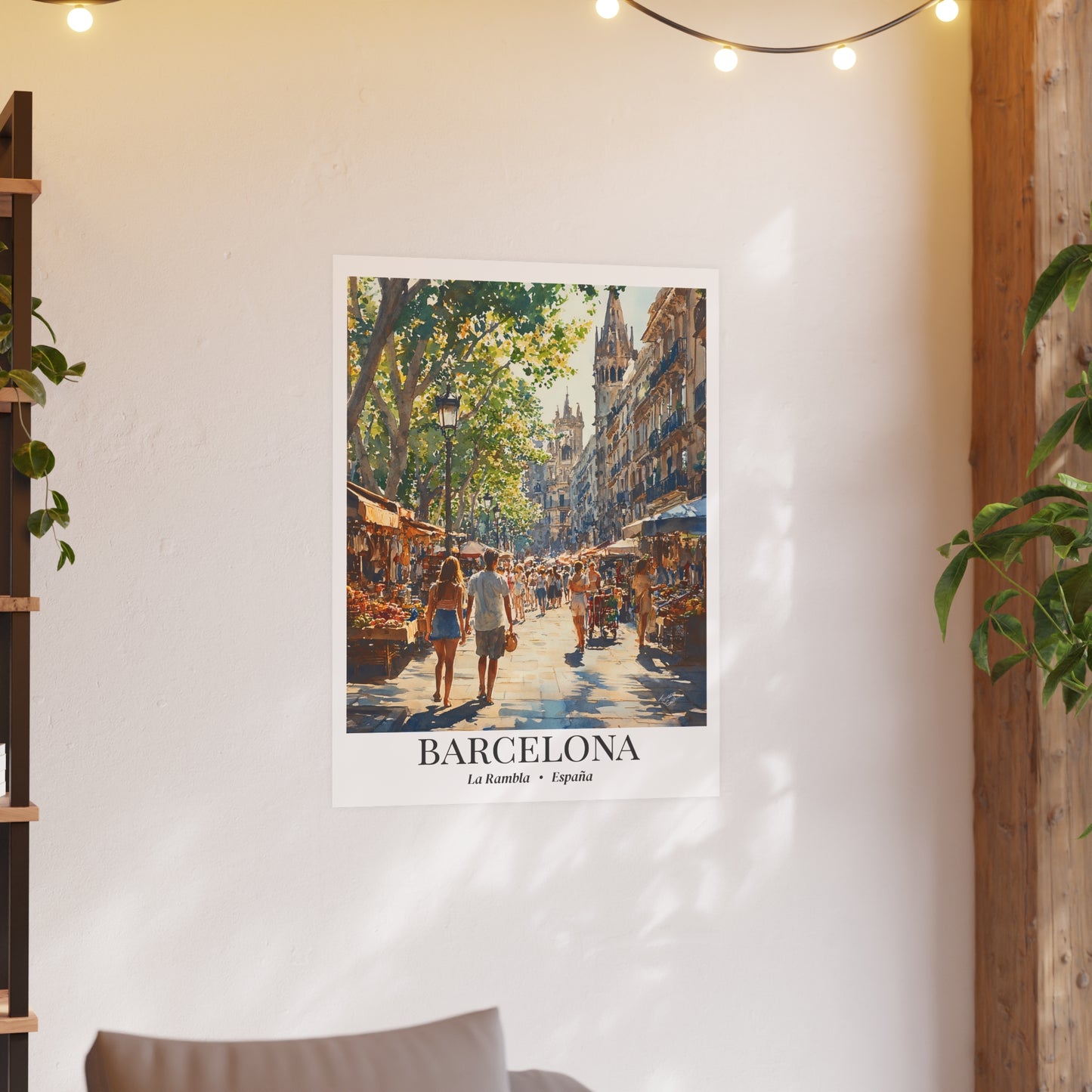 Barcelona Las Ramblas – Fine Art Poster Print, Spanish Cruise Ship Port Wall Art, Iconic Promenade Decor