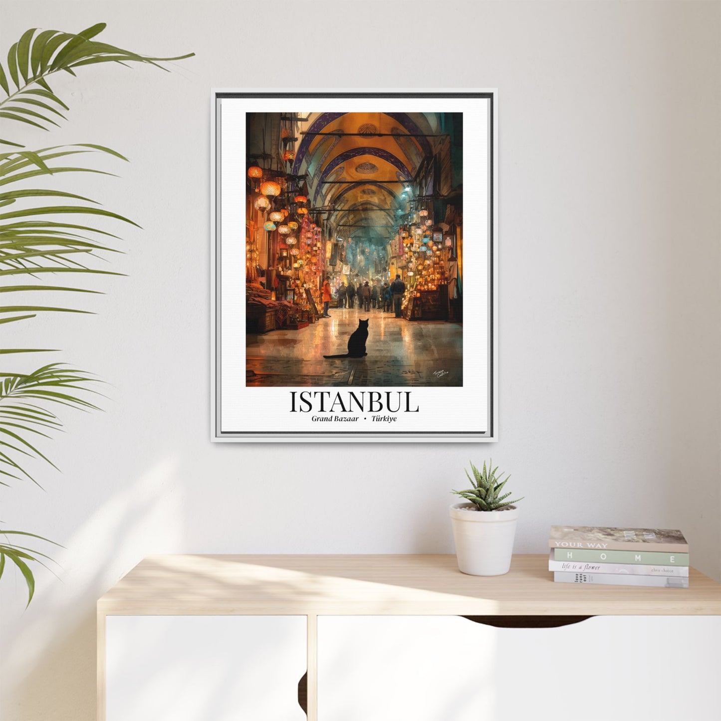 Istanbul Framed Canvas Wall Art – Fine Art, Grand Bazaar Print, Türkiye Travel Memory, Turkey Art, Cultural Wall Decor, Market-Inspired Gift
