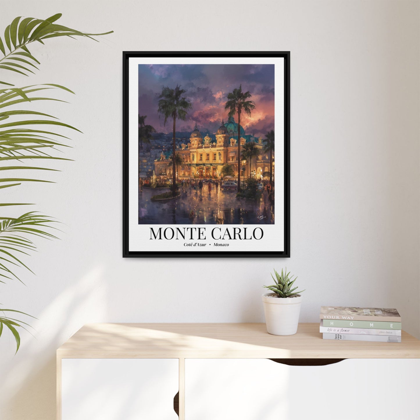 Monte Carlo Framed Art Print — Coastal Monaco Vintage Travel Poster