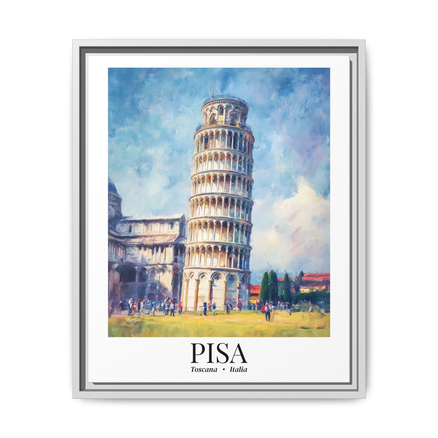 Pisa Framed Canvas Wall Art – Fine Art, Leaning Tower Print, Cruise Port Memory, Italy Travel Decor, Tuscan Gift for Architecture Lovers