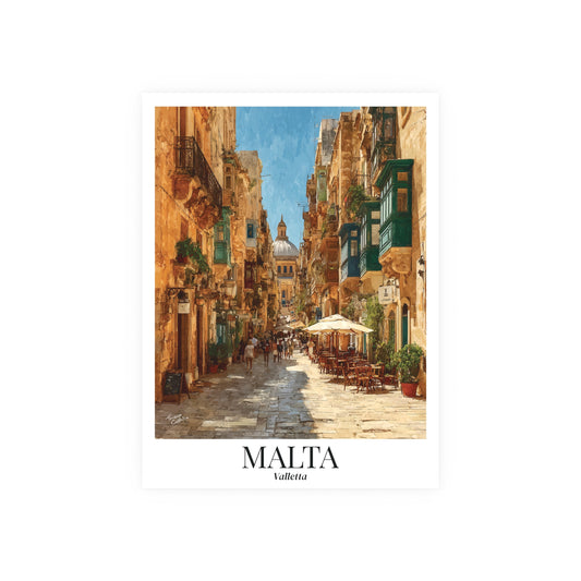Malta Valletta Streets – Fine Art Poster Print, Mediterranean Cruise Ship Port Wall Art, Historic Old Town Decor
