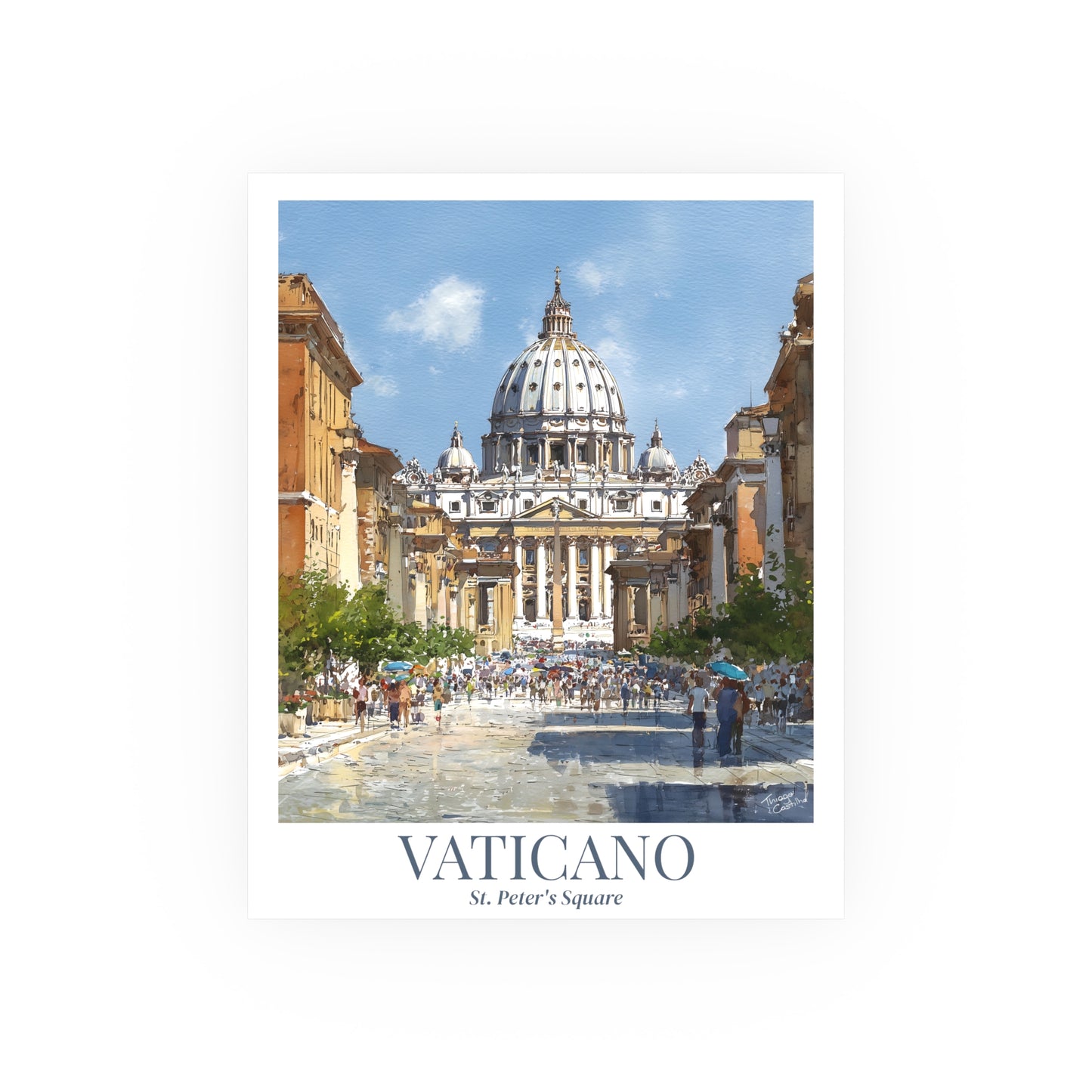 Vaticano St. Peter’s Square – Fine Art Poster Print, Rome Cruise Ship Port Wall Art, Basilica Landmark Decor