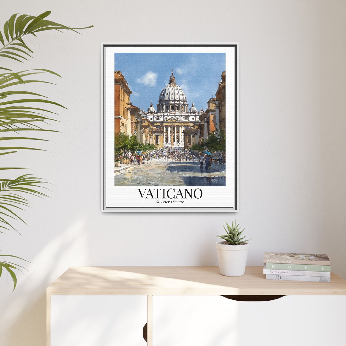 Vatican Framed Canvas Wall Art – Fine Art, St. Peter’s Square Print, Rome Cruise Port Memory, Italy Travel Decor, Sacred Landmark Gift for Pilgrims