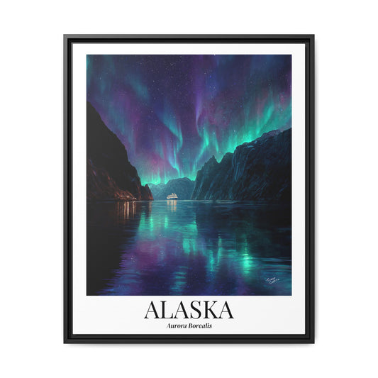 Alaska Aurora Borealis Fine Art Canvas, Northern Lights Wall Art, Glacier Bay Cruise Decor