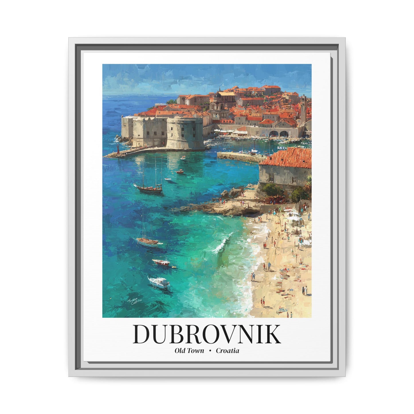 Dubrovnik Framed Canvas Wall Art – Fine Art, Old Town Print, Adriatic Travel Memory, Croatia Wall Decor, Game of Thrones-Inspired Gift