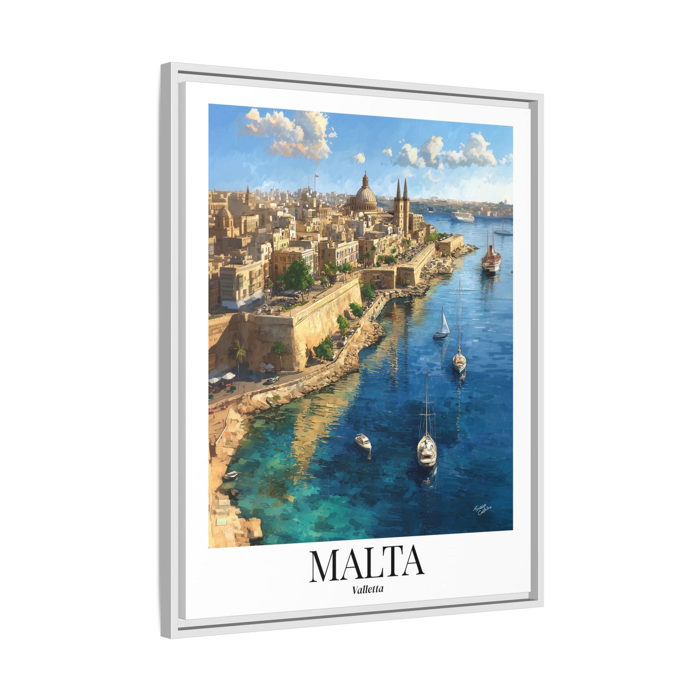 Malta Framed Canvas Wall Art – Valletta Grand Harbour Print, Cruise Port Memory, Mediterranean Travel Decor, Historic Gift for Europe Lovers