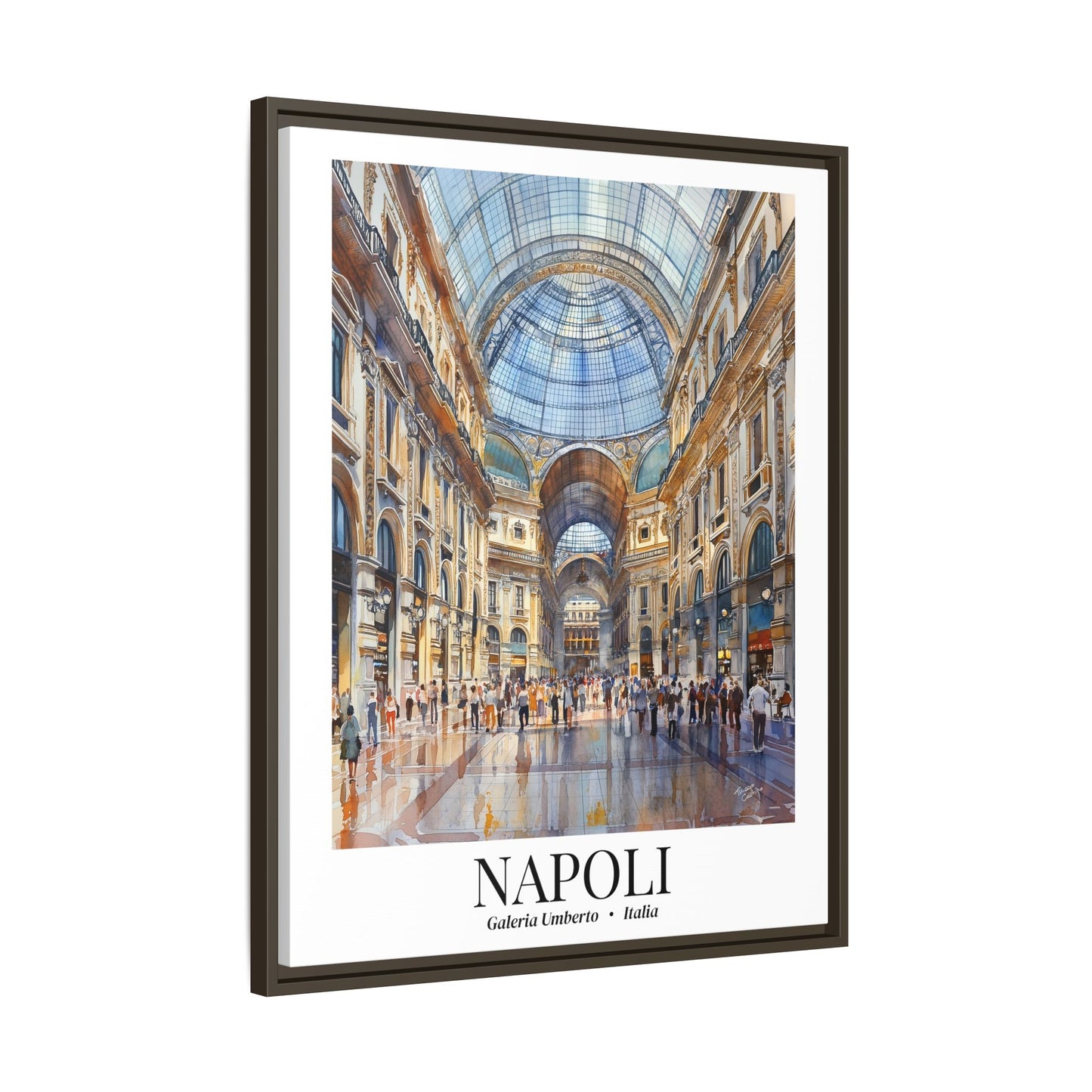 Naples Framed Canvas Wall Art – Fine Art, Galleria Umberto Print, Cruise Port Memory, Italy Travel Decor, Mediterranean Gift for Culture Lovers