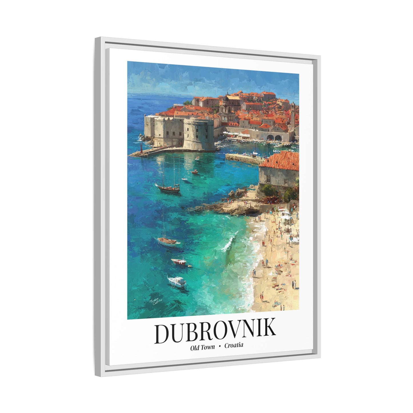 Dubrovnik Framed Canvas Wall Art – Fine Art, Old Town Print, Adriatic Travel Memory, Croatia Wall Decor, Game of Thrones-Inspired Gift