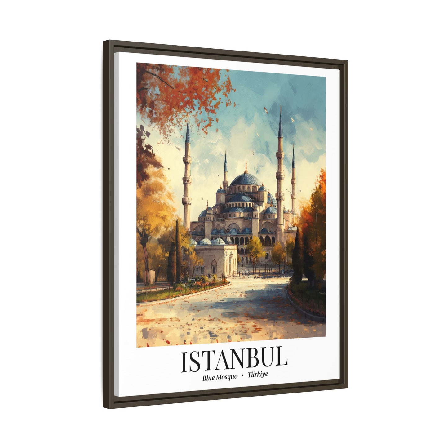 Istanbul Framed Canvas Wall Art – Blue Mosque Print, Cruise Port Memory, Turkey Travel Decor, Mediterranean Gift for Culture Lovers