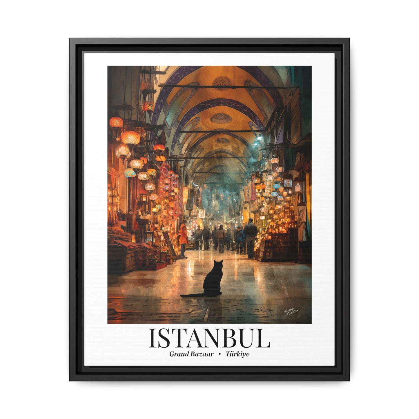 Istanbul Framed Canvas Wall Art – Fine Art, Grand Bazaar Print, Türkiye Travel Memory, Turkey Art, Cultural Wall Decor, Market-Inspired Gift