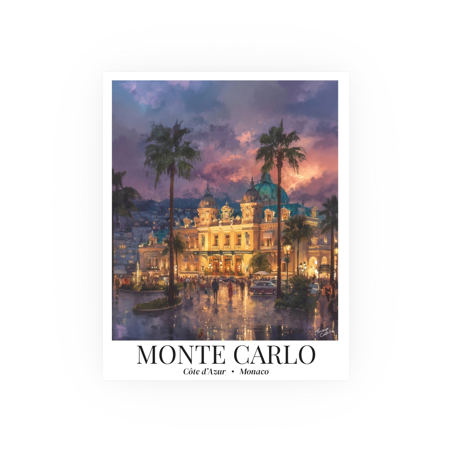 Monte Carlo Casino – Fine Art Poster Print, Monaco Cruise Ship Port Wall Art, Côte d’Azur Landmark Decor