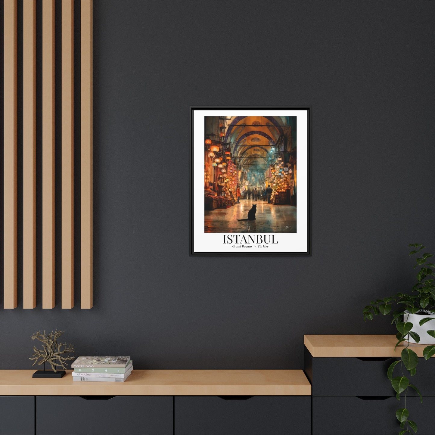 Istanbul Framed Canvas Wall Art – Fine Art, Grand Bazaar Print, Türkiye Travel Memory, Turkey Art, Cultural Wall Decor, Market-Inspired Gift