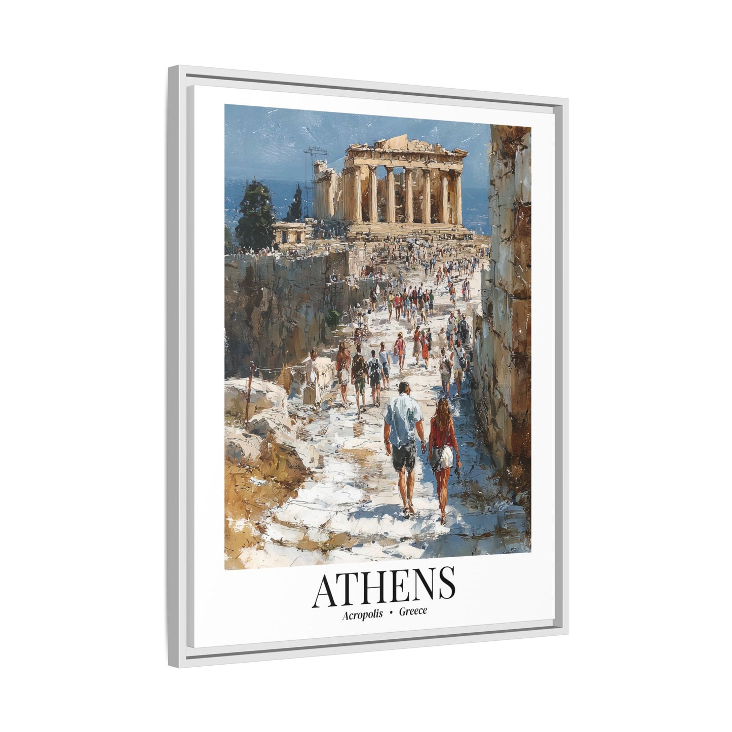 Athens Framed Canvas Wall Art – Fine Art, Acropolis Print, Travel Memory, Greece Wall Decor, Nature-Inspired Gift