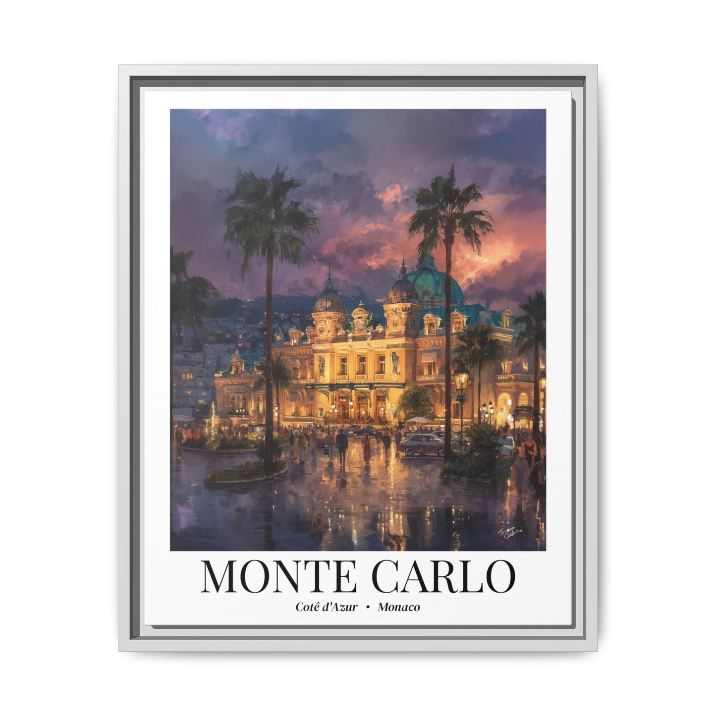 Monte Carlo Framed Canvas Wall Art – Casino de Monte-Carlo Print, Cruise Port Memory, Monaco Travel Decor, French Riviera Gift for Elegance Lovers