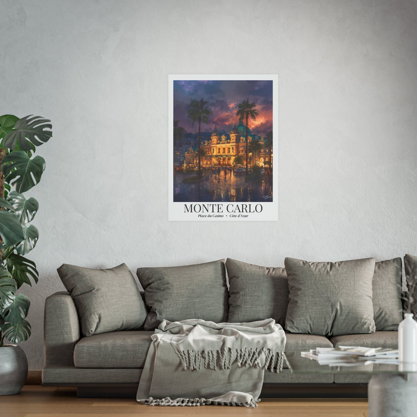 Monte Carlo Casino – Fine Art Poster Print, Monaco Cruise Ship Port Wall Art, Côte d’Azur Landmark Decor