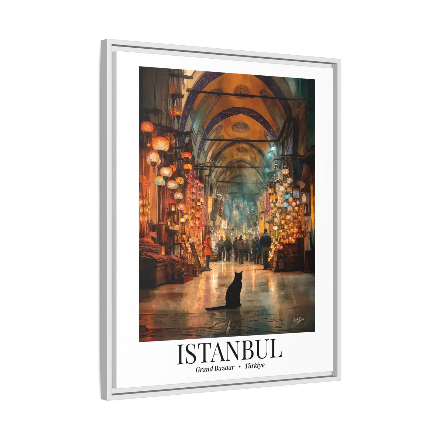 Istanbul Framed Canvas Wall Art – Fine Art, Grand Bazaar Print, Türkiye Travel Memory, Turkey Art, Cultural Wall Decor, Market-Inspired Gift