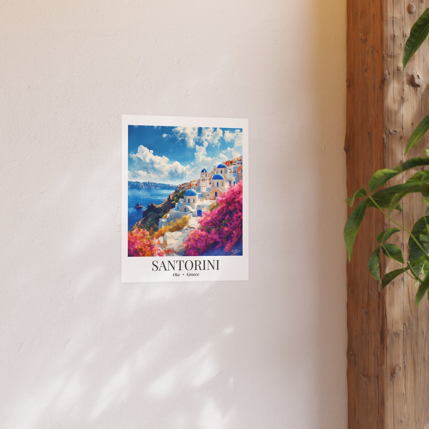 Santorini Travel Poster – Fine Art Print, Oia Sunset Artwork, Shared Memory Wall Decor, Greece Souvenir