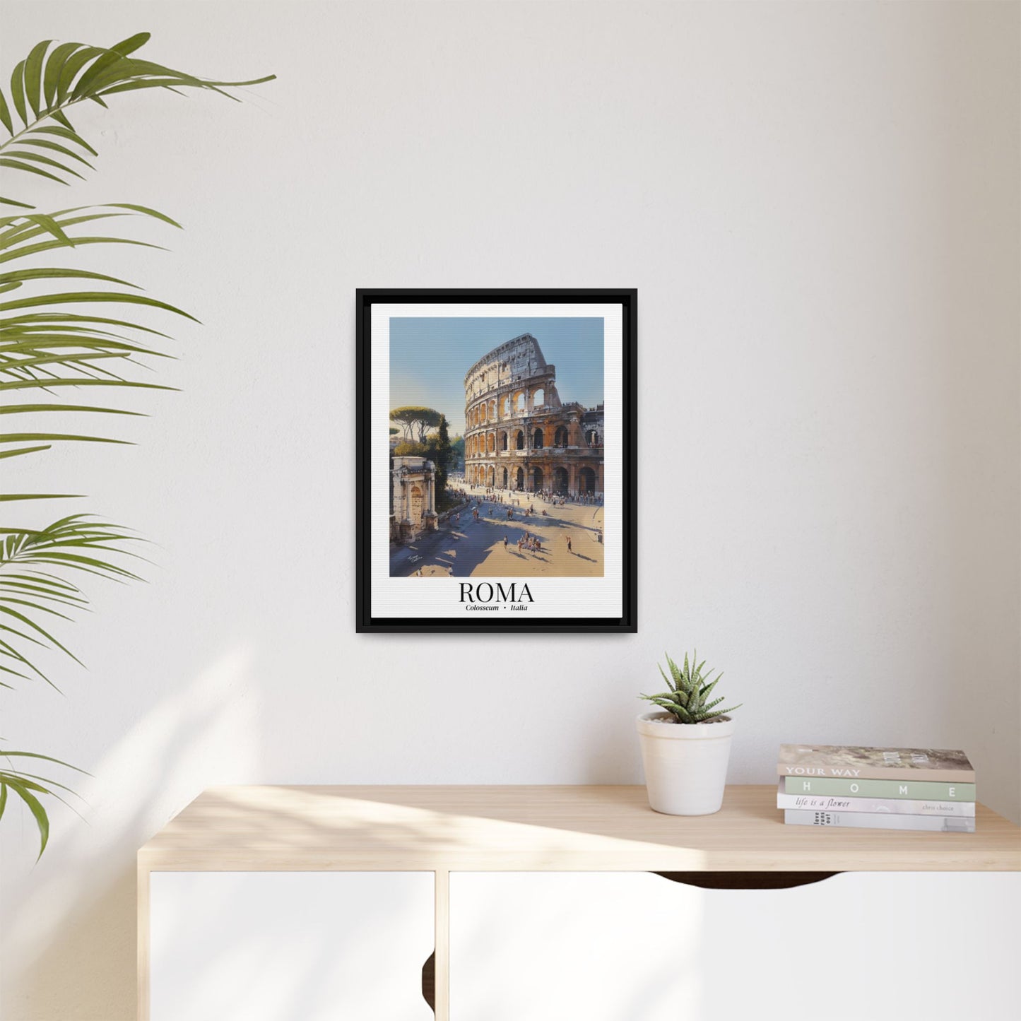 Rome Framed Canvas Wall Art – Fine Art, Colosseum Print, Cruise Port Memory, Italy Travel Decor, Roman Empire Gift for History Lovers