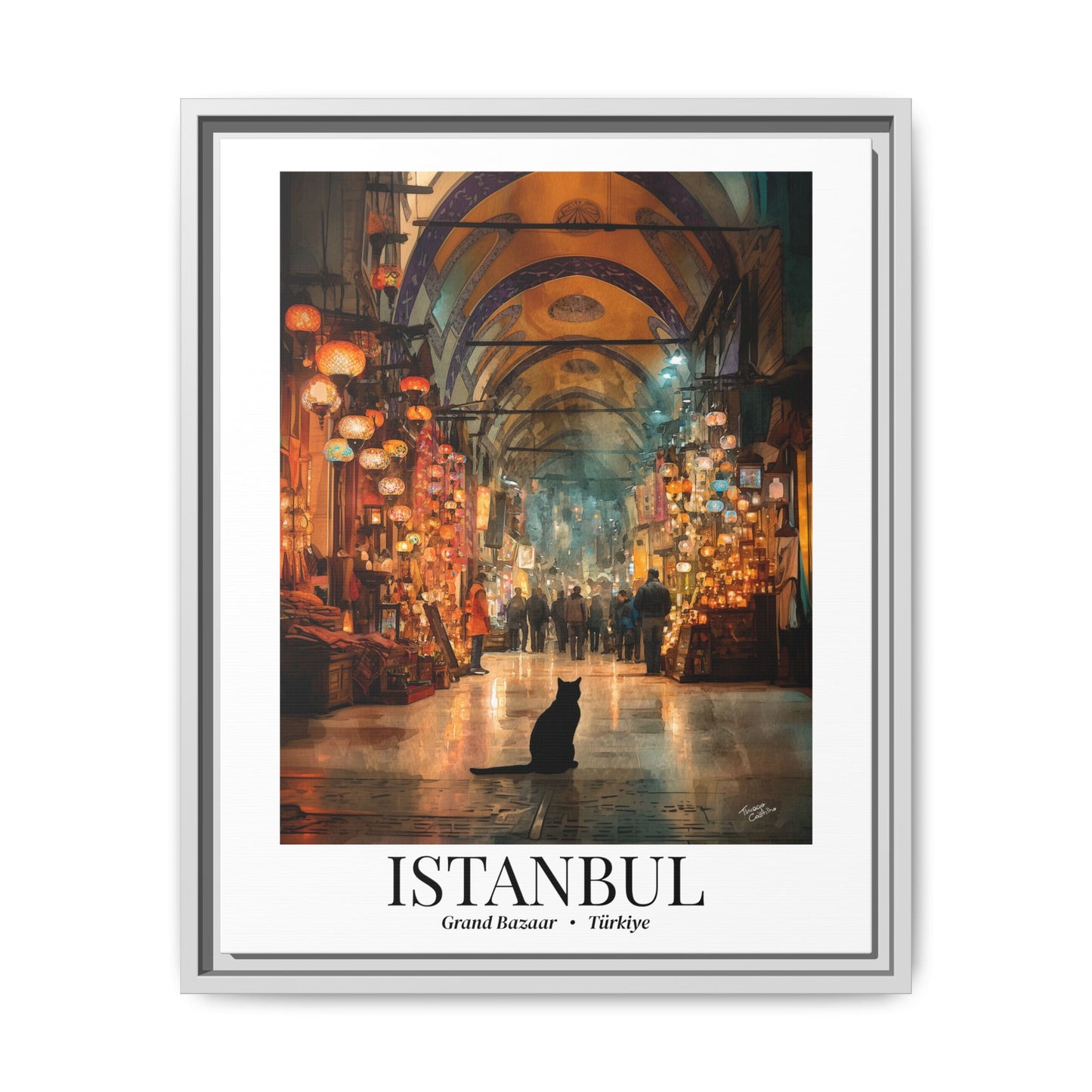 Istanbul Framed Canvas Wall Art – Fine Art, Grand Bazaar Print, Türkiye Travel Memory, Turkey Art, Cultural Wall Decor, Market-Inspired Gift