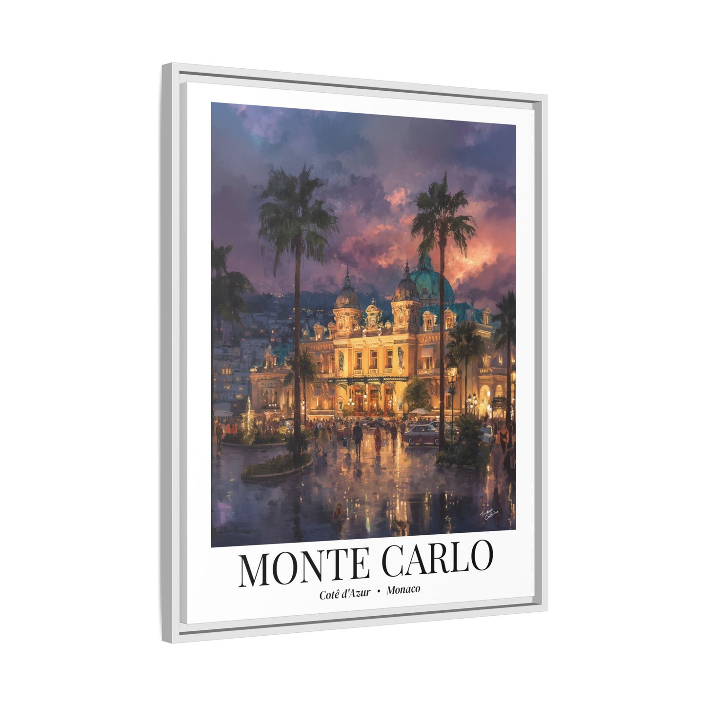 Monte Carlo Framed Canvas Wall Art – Casino de Monte-Carlo Print, Cruise Port Memory, Monaco Travel Decor, French Riviera Gift for Elegance Lovers