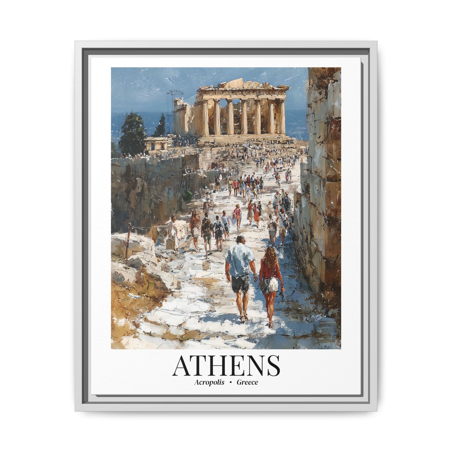Athens Framed Canvas Wall Art – Fine Art, Acropolis Print, Travel Memory, Greece Wall Decor, Nature-Inspired Gift