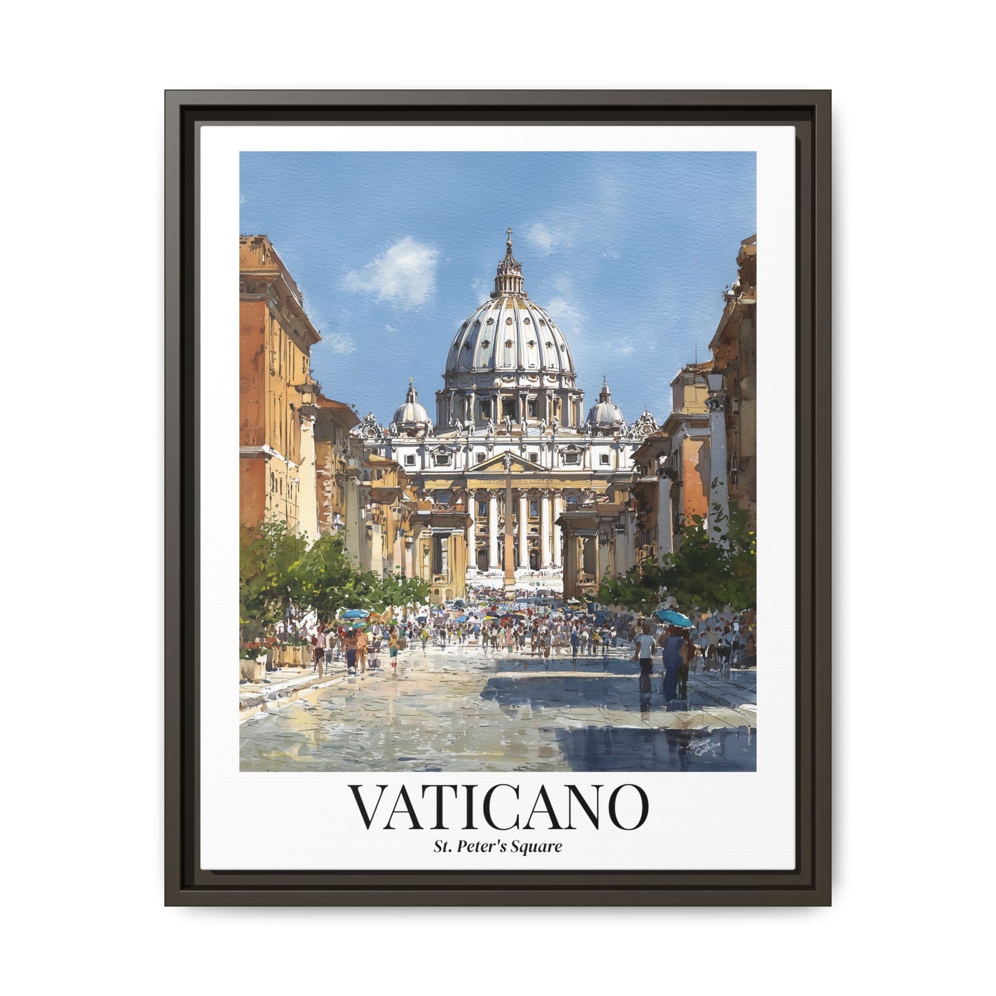 Vatican Framed Canvas Wall Art – Fine Art, St. Peter’s Square Print, Rome Cruise Port Memory, Italy Travel Decor, Sacred Landmark Gift for Pilgrims