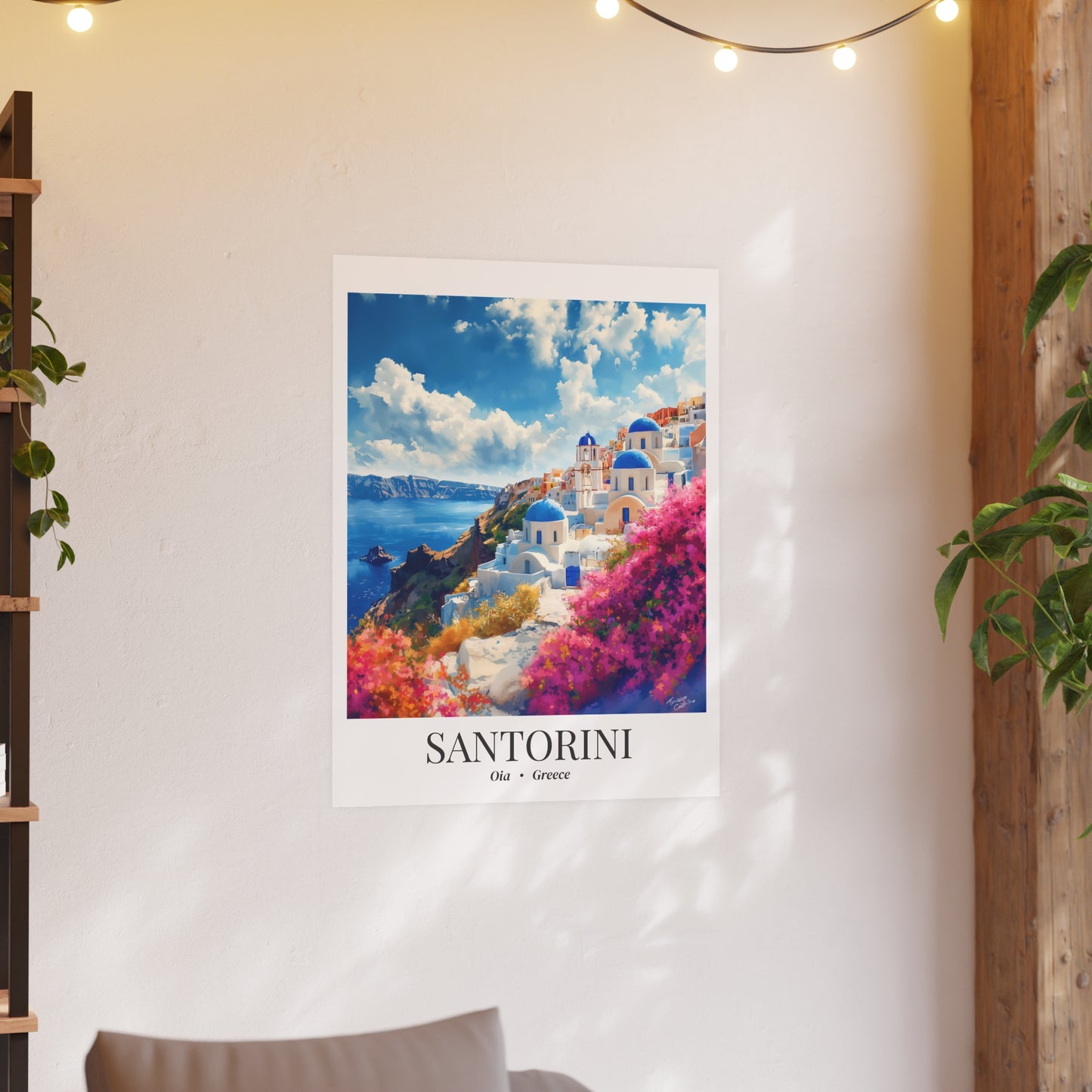 Santorini Travel Poster – Fine Art Print, Oia Sunset Artwork, Shared Memory Wall Decor, Greece Souvenir