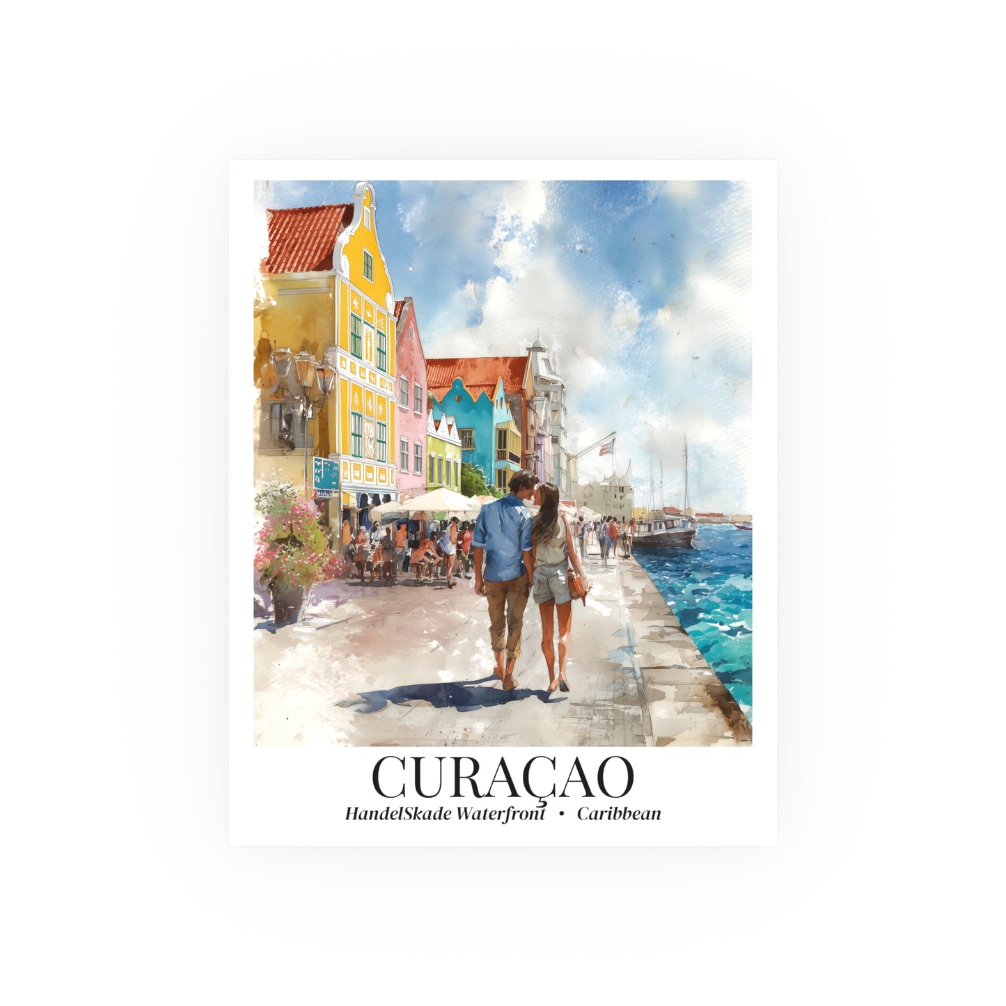 Curaçao Fine Art Print – Handelskade Waterfront Poster, Caribbean Travel Memory, Shared Wall Decor, Willemstad Souvenir