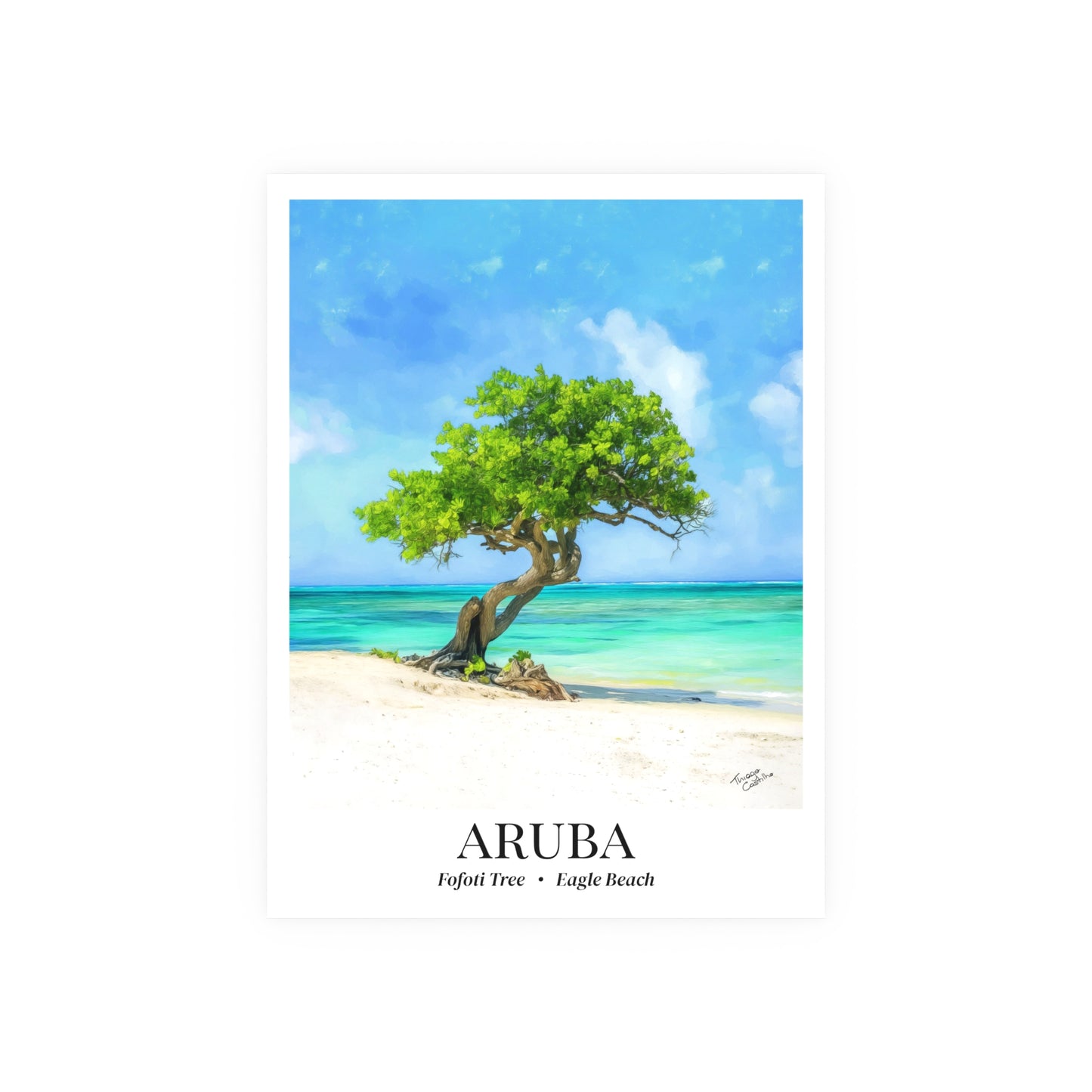 Aruba Fine Art Print – Eagle Beach Poster, Caribbean Travel Memory, Fofoti Tree Wall Decor, Island Souvenir