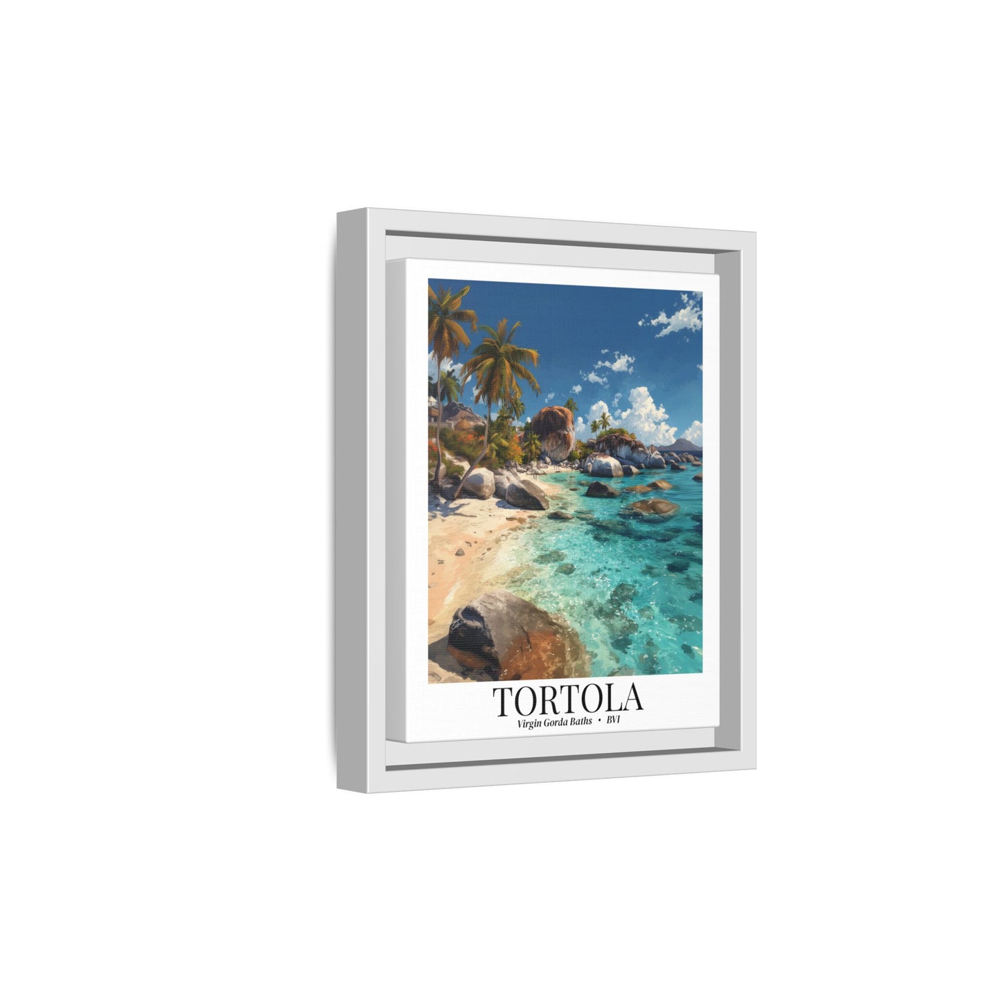 Tortola & Virgin Gorda The Baths – Fine Art Framed Canvas Print, British Virgin Islands Cruise Ship Wall Art, Exotic Rock Formations & Tropical Adventure