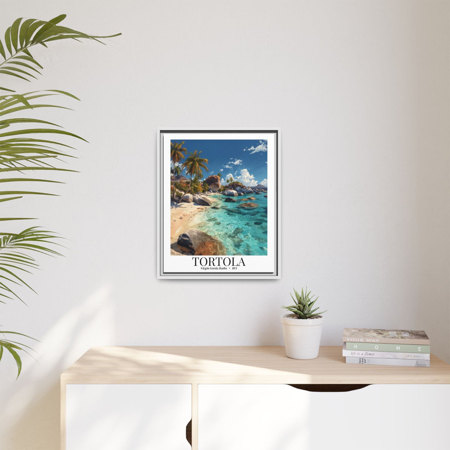 Tortola & Virgin Gorda The Baths – Fine Art Framed Canvas Print, British Virgin Islands Cruise Ship Wall Art, Exotic Rock Formations & Tropical Adventure